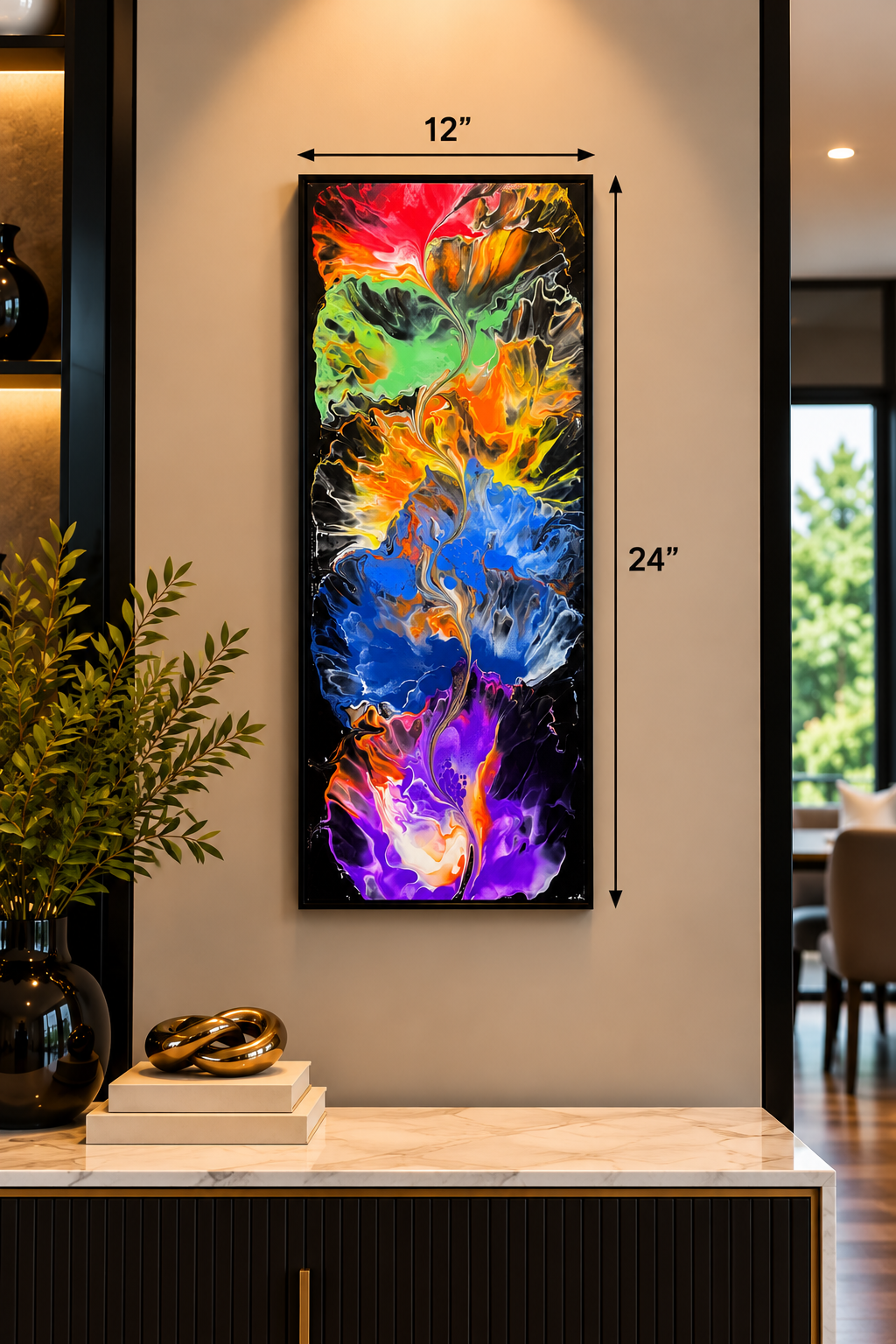 Colorful Abstract Fluid Art Canvas Painting.