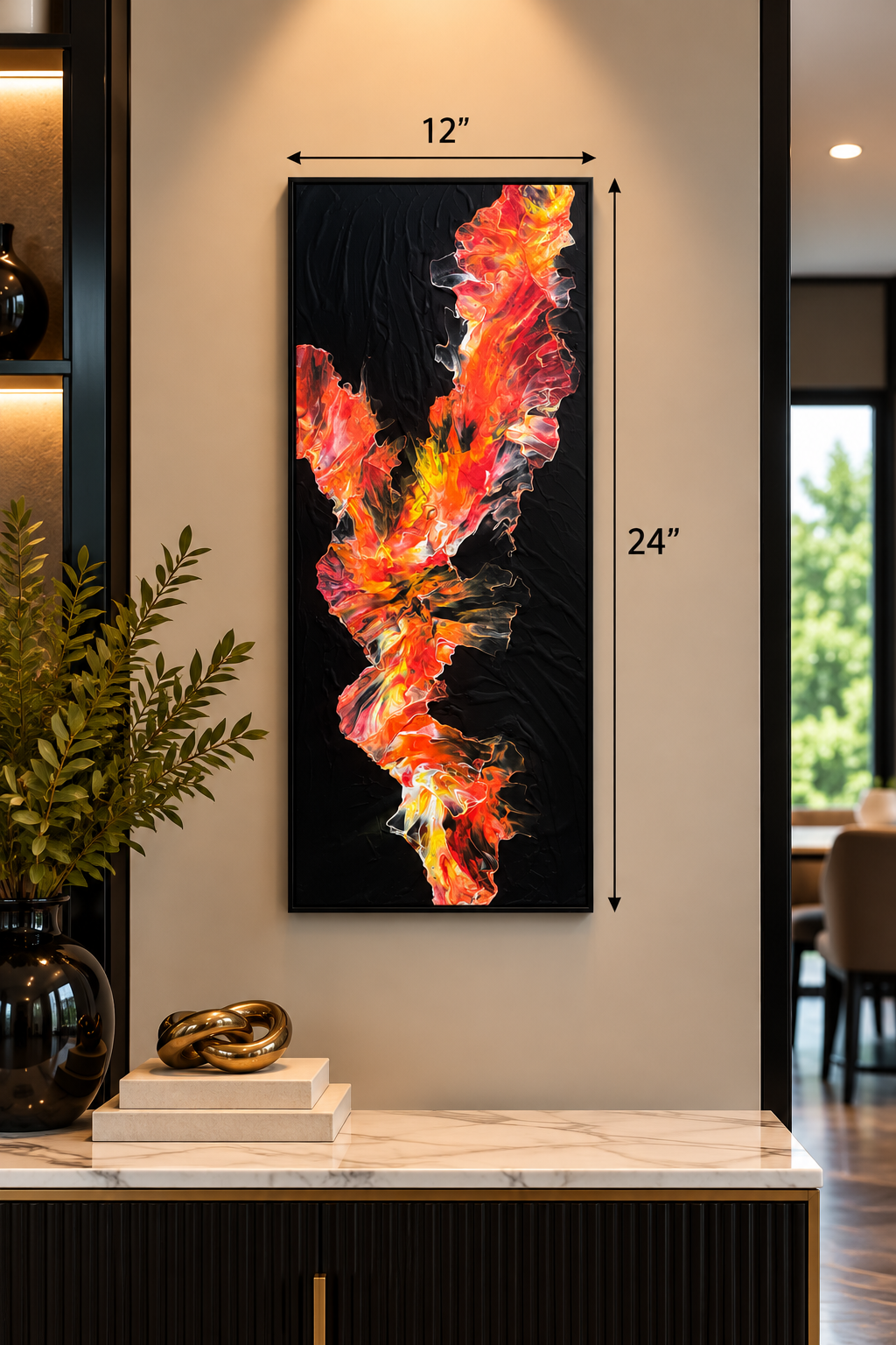 Colorful Large Abstract Fluid Art Canvas Painting 12”x24”